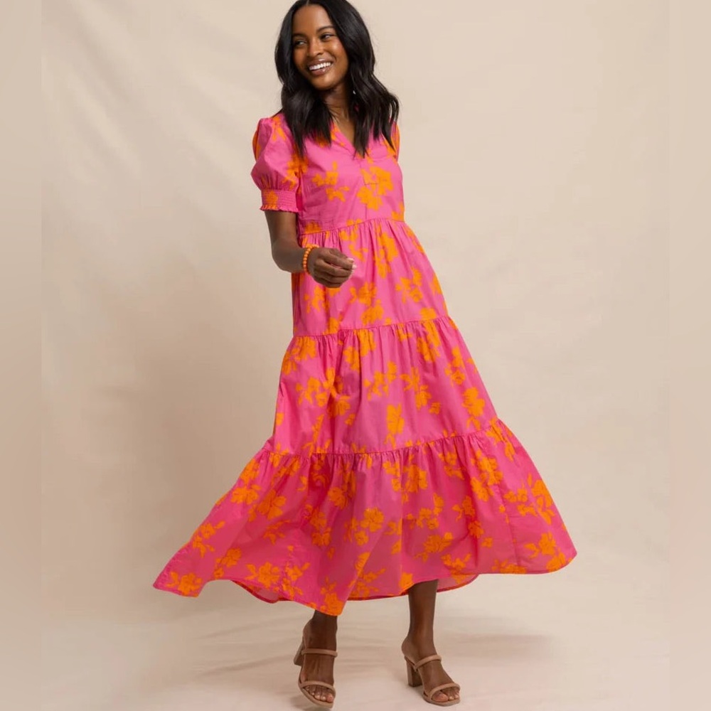 NWT Southern Tide Nadine Floral Print Short Sleeve Maxi Dress